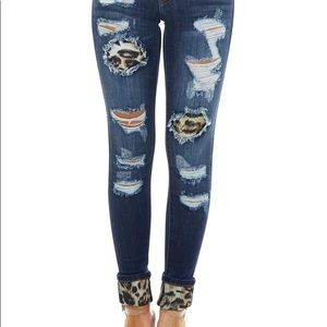 Leopard patch jeans